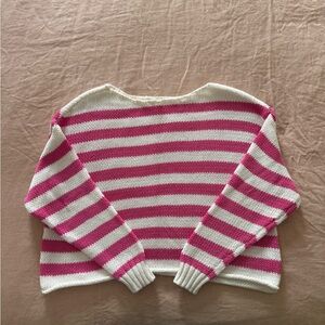 Aerie Pink and White Striped Sweater